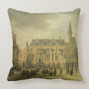 Coussin Vue de hôtel de ville dans le carré du marché d