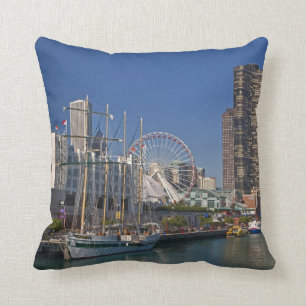 Coussin Vue de la Marine Pier 2 de Chicago