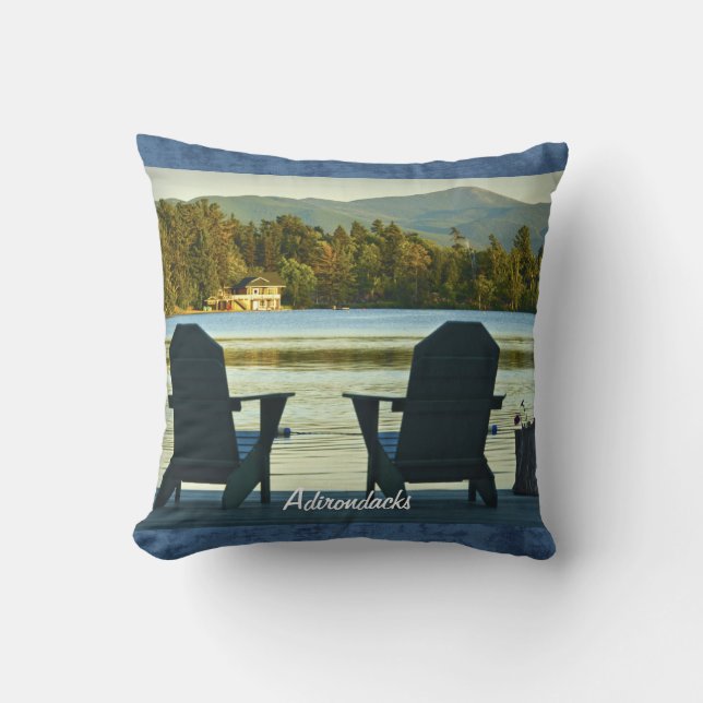 Coussin Vue des chaises d'Adirondack dans l'Adirondacks, (Recto)