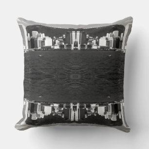 Coussin Vue des gratte-ciel de la baie de Hong Kong, Chine