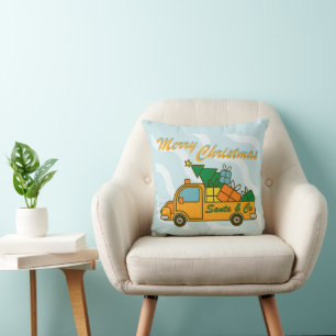 Coussin Vue latérale du camion père Noël Joyeux Noël