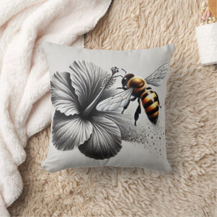 Coussin Vue macro détaillée d'une abeille