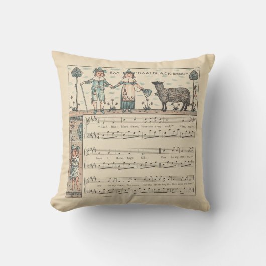 Coussin Walter Crane Baa Baa Mouton Noir Comptine (Recto)