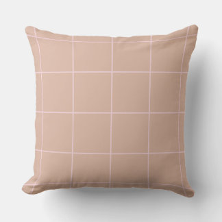 Coussin Warm Beige Grid Pattern Minimal Soft Check Design