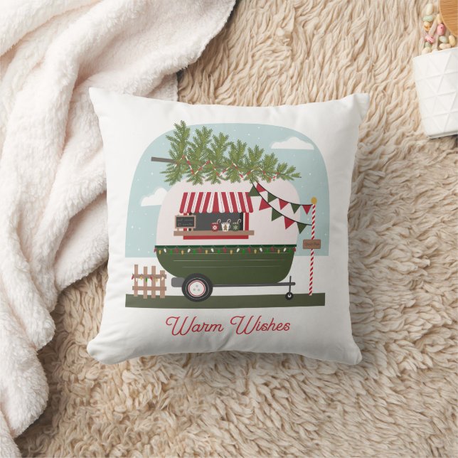Coussin Warm Wishes Hot Cocoa Camper Christmas (Couverture)