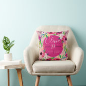 Coussin Watercolor Birth stat bébé faire-part (Chaise)