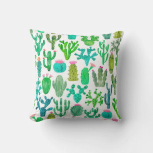 Coussin Watercolor cactus motif sans soudure. Cactus backg
