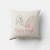 Coussin Watercolor Easter Rabbit Ears with Pink Bow Spring (Verso)