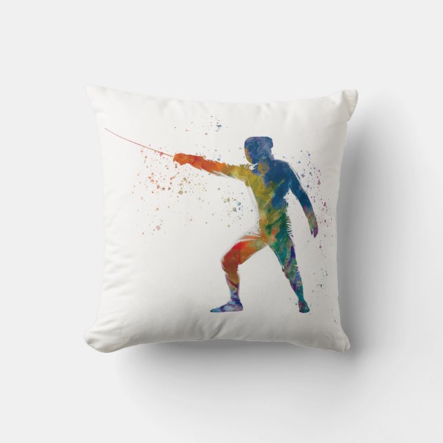 Coussin watercolor fencing (Recto)
