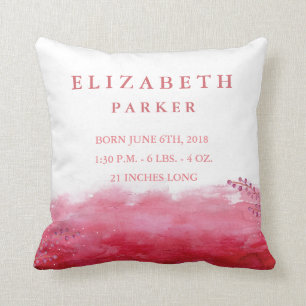 Coussin Watercolor Floral Garden Baby Stats
