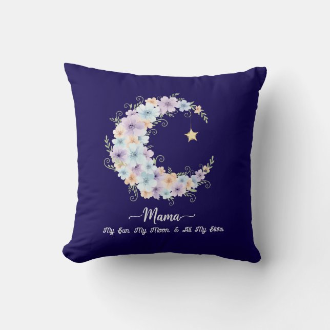 Coussin Watercolor Floral Moon Mama (Recto)