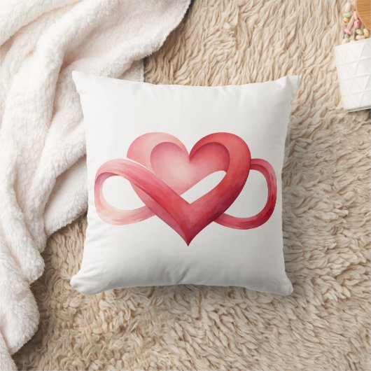 Coussin Watercolor Infinity Pink Heart Throw Pillow (Couverture)
