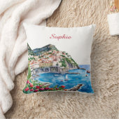 Coussin Watercolor Italian Amalfi Coast Name (Couverture)