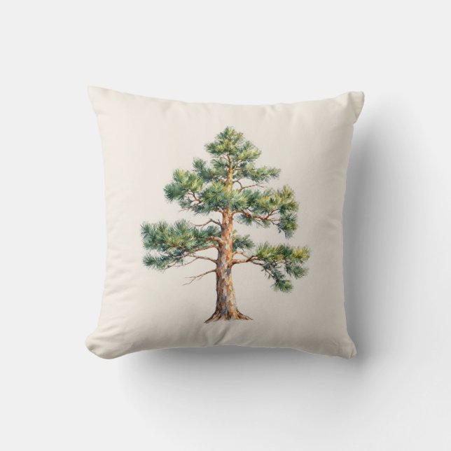 Coussin Watercolor Pine Tree (Recto)
