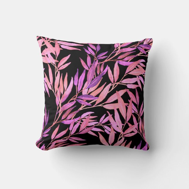 Coussin Watercolor seamless pattern with leaves. Bright su (Recto)