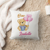 Coussin Watercolor Teddy Bear First Birthday Baby (Couverture)