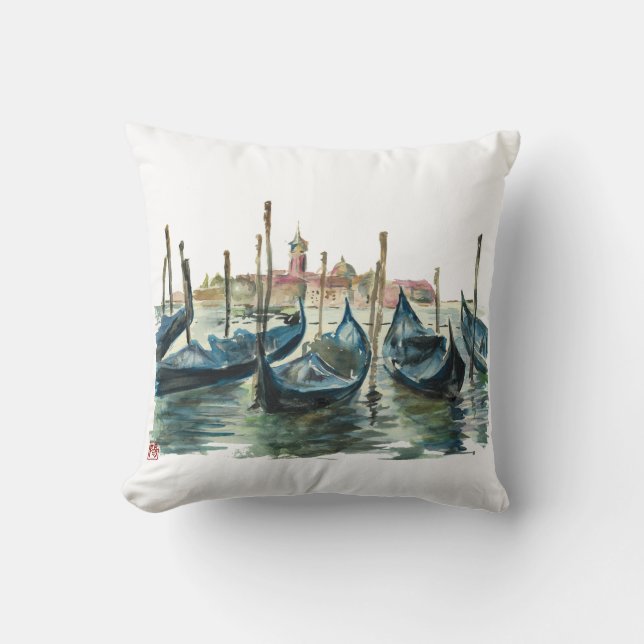 Coussin Watercolor Venice (Recto)