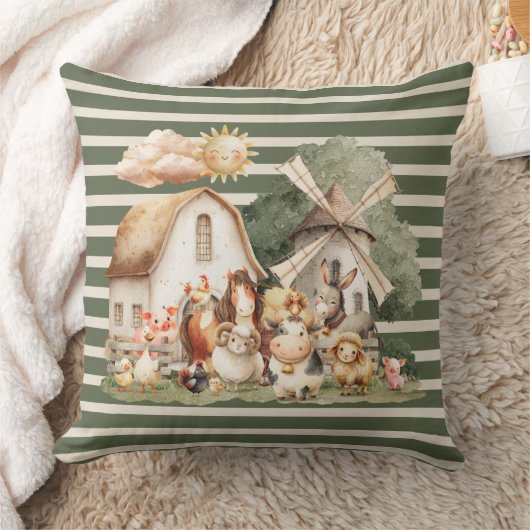 Coussin Watercolor Whimsical Farm Animals (Couverture)