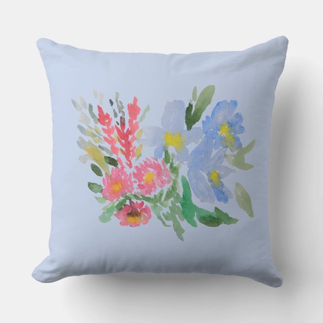 Coussin Watercolour bouquet throe pillow (Recto)