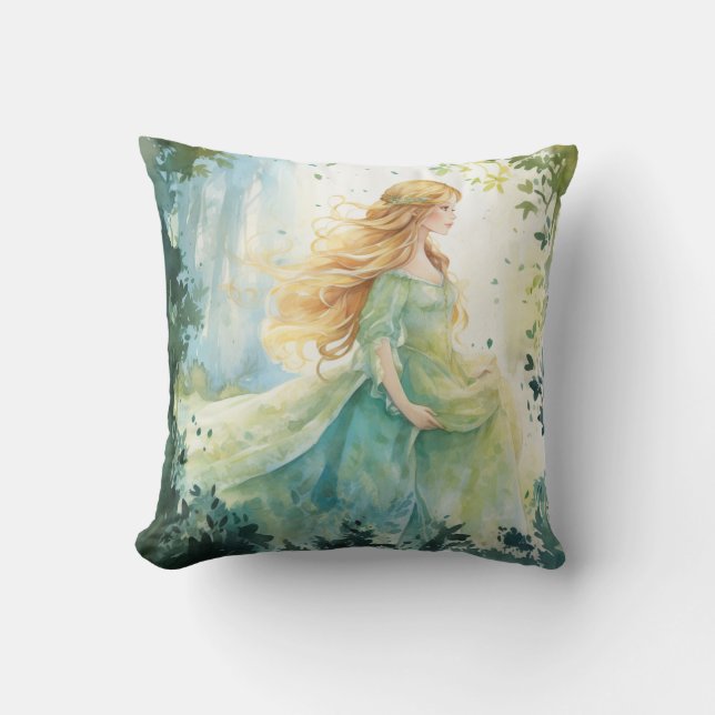 Coussin Watercolour Forest Princess (Recto)