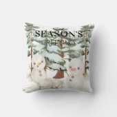 Coussin Watercolour Snowmen Scene  (Recto)