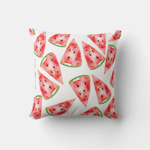 Coussin Watermelon avec graines design aquarelle tendance.