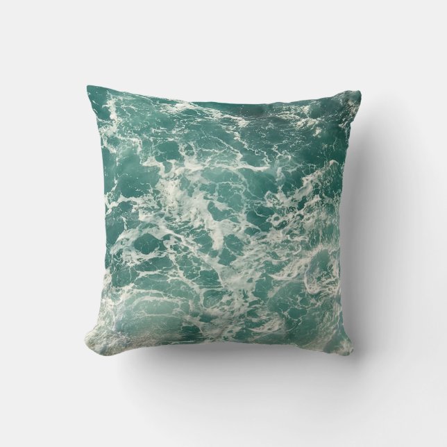 Coussin Waves Blue Green (Recto)