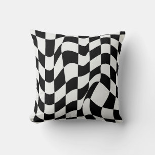 Coussin Wavy White au-dessus de noir motif moderne jeter o