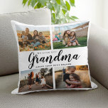 Coussin We Love You Grand-mère 4 Photo Collage<br><div class="desc">Dites que nous vous aimons à grand-mère cette saison de vacances avec un cadeau de Noël personnalisé jetez un oreiller avec 4 de vos photos préférées et petits-enfants noms et... Tout le texte de cette conception est modifiable afin que vous puissiez ajouter votre propre message ou texte. Disponible dans une...</div>
