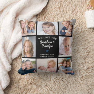 Coussin We Love You Grand-parents Photo Collage Modern