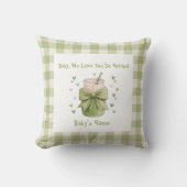 Coussin We Love You So Matcha Cozy Gingham Bow (Recto)