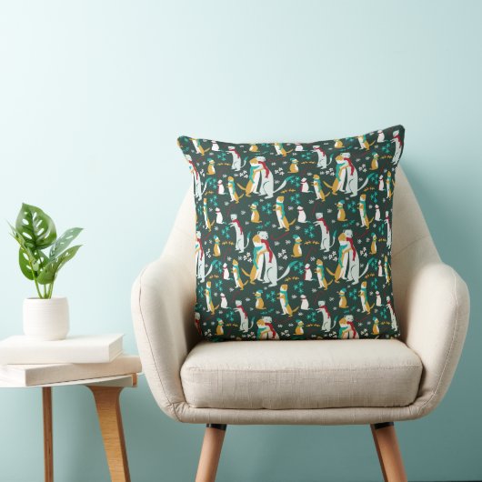 Coussin Weasel hugs Christmas pattern teal (Chaise)