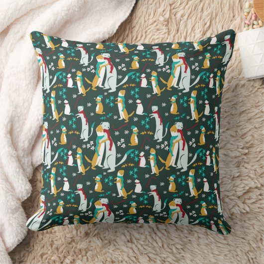 Coussin Weasel hugs Christmas pattern teal (Couverture)