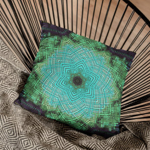 Coussin Weaver Mandala bleu et vert