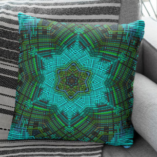 Coussin Weaver Mandala bleu et vert