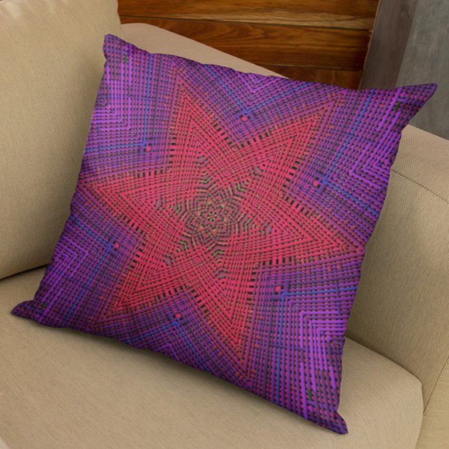 Coussin Weaver Mandala rouge et violet (Créateur téléchargé)