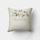 Coussin Wedding Greenery Leaves Pink Floral Gold Geometric (Verso)