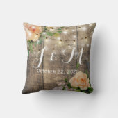 Coussin Wedding shower à cordes florales en bois rustique (Verso)