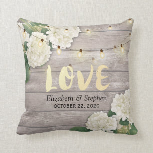 Coussin Wedding shower Hydrangea Fleur String Lumières Boi