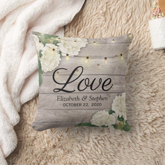 Coussin Wedding shower Hydrangea Fleur String Lumières Boi (Couverture)