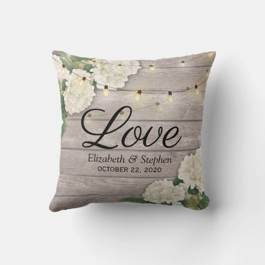 Coussin Wedding shower Hydrangea Fleur String Lumières Boi (Verso)