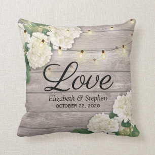 Coussin Wedding shower Hydrangea Fleur String Lumières Boi