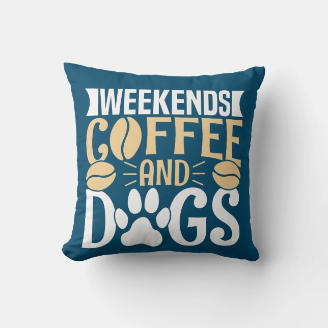 Coussin Week-ends Café et Chiens (Recto)