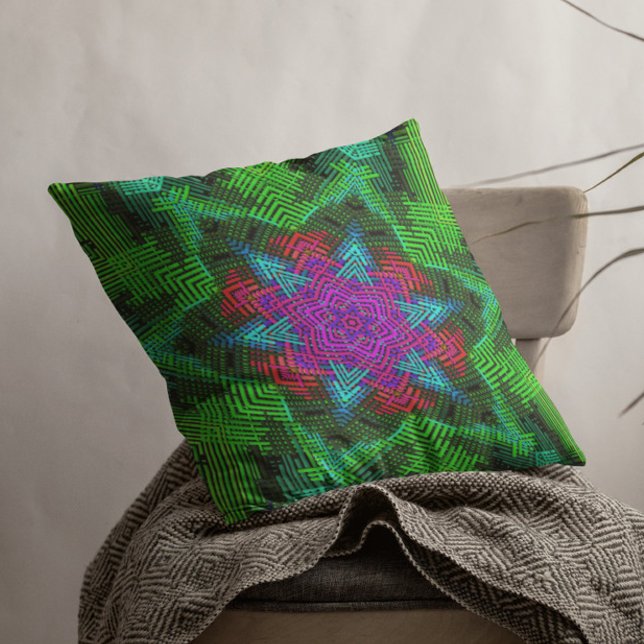Coussin Weer Mandala rose bleu et vert (Créateur téléchargé)