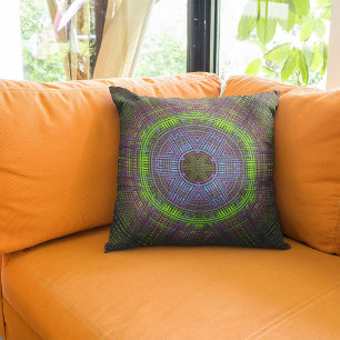 Coussin Weer Mandala vert violet et bleu