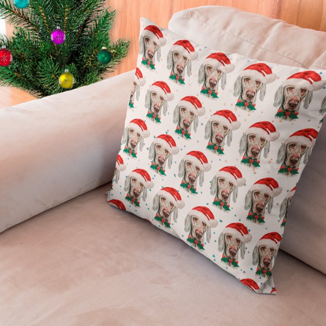 Coussin Weimaraner Chien race Étoiles de Noël (Créateur téléchargé)