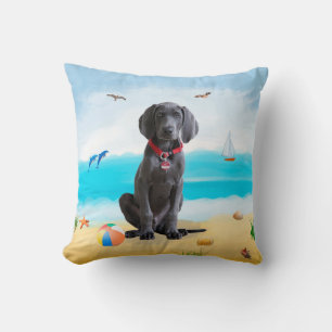 Coussin weimaraner Chien sur la plage