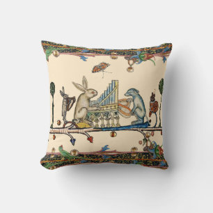 Coussin WEIRD MÉDIÉVAL DE LA MUSIQUE, Lapin, Chien