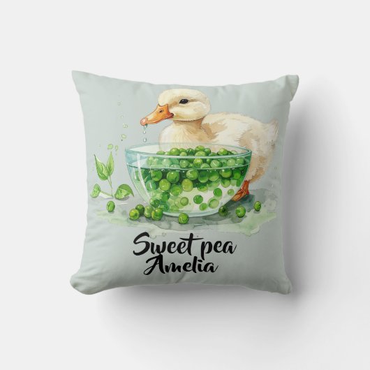 Coussin Weiße Ente ißt Erbsen aus Schale (Recto)
