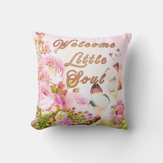 Coussin Welcome Little Soul Pillow – Pink Floral Butterfly